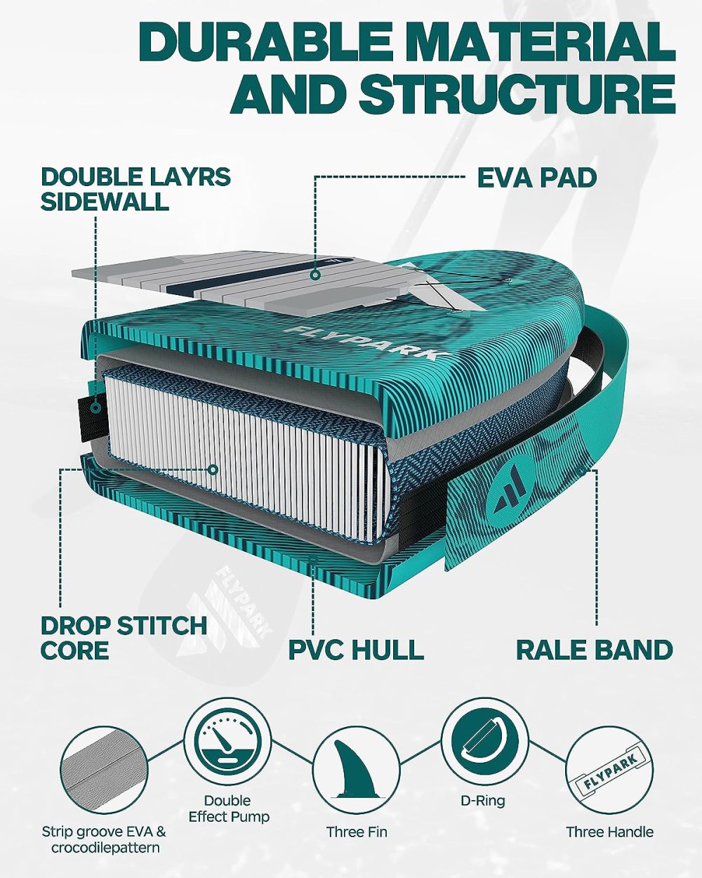 پدل برد FLYPARK مدل ice fog blue green - تصویر 4