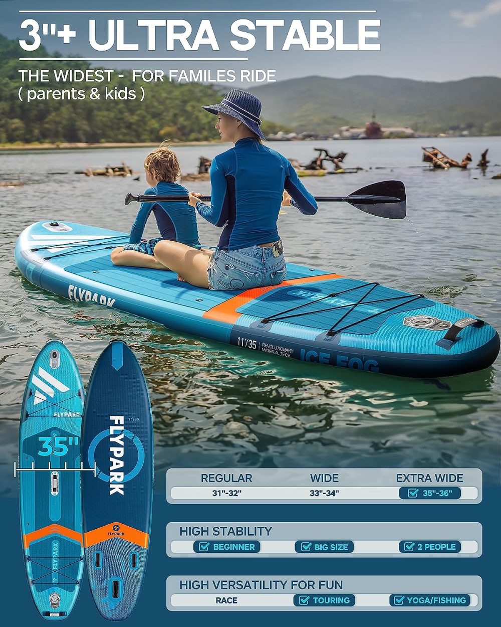 پدل برد FLYPARK  مدل Ice Fog Blue - تصویر 3
