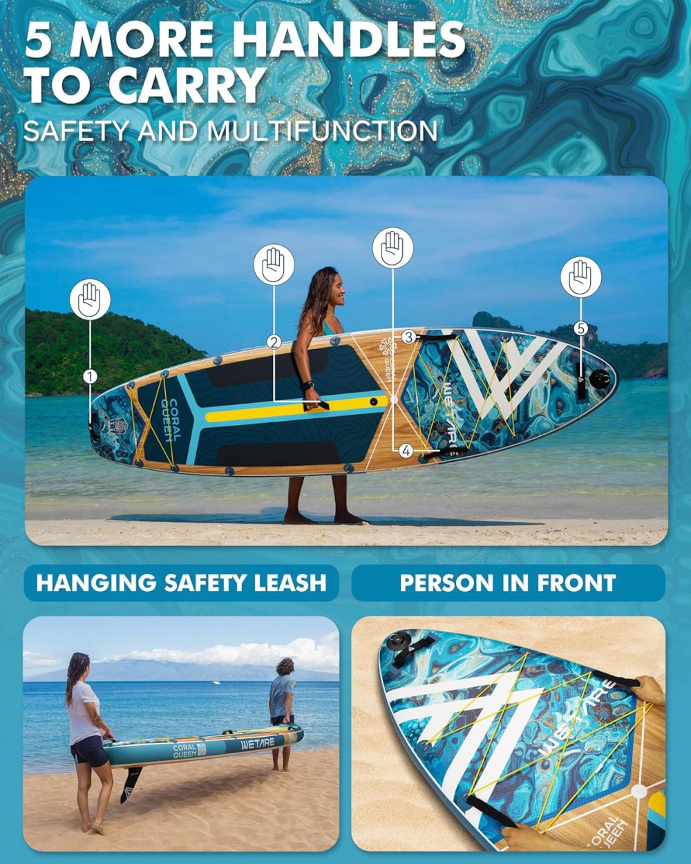 پدل برد وِتِر WETARE مدل ملکه مرجانی آبی - تصویر 2