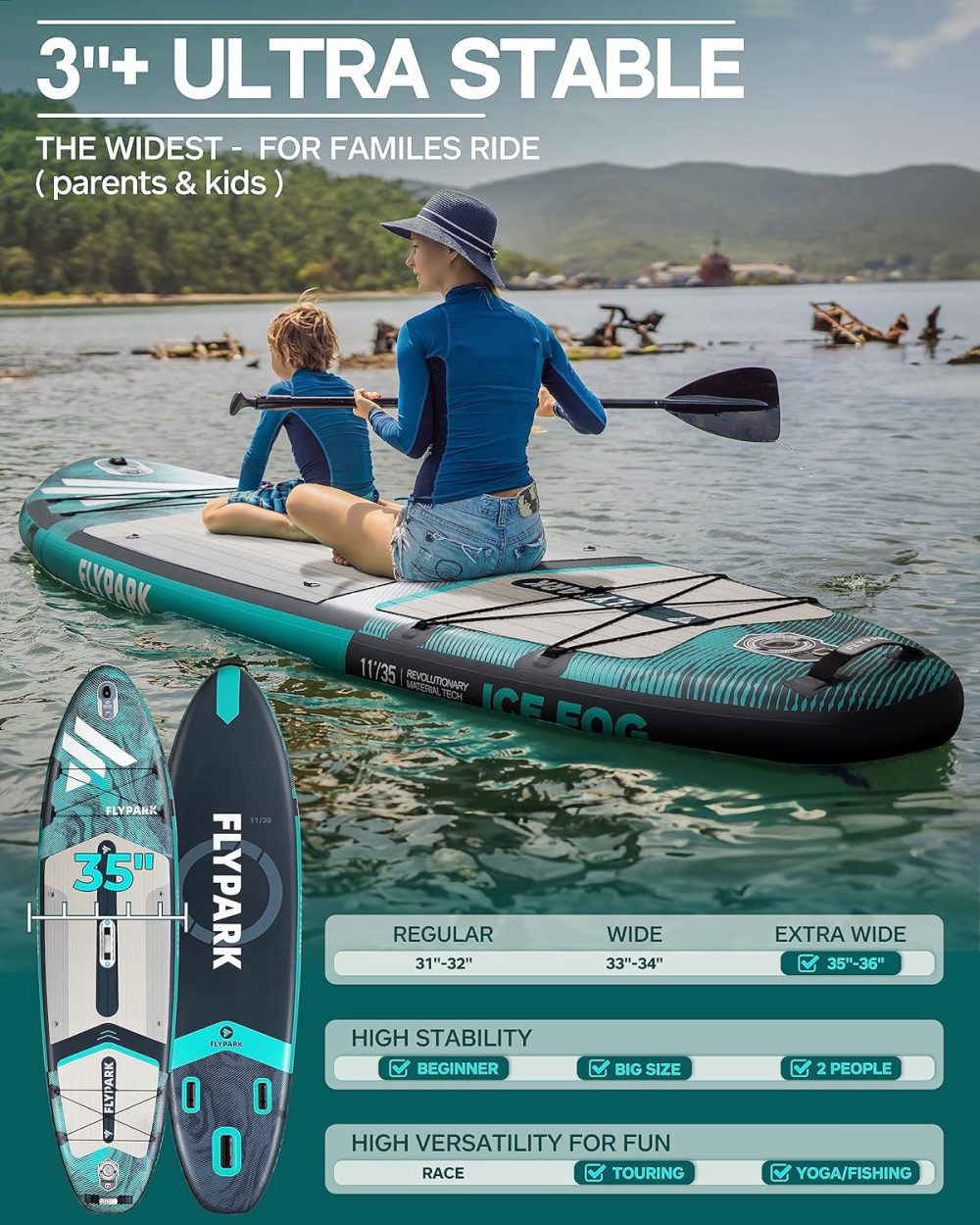 پدل برد FLYPARK مدل ice fog blue green - تصویر 5