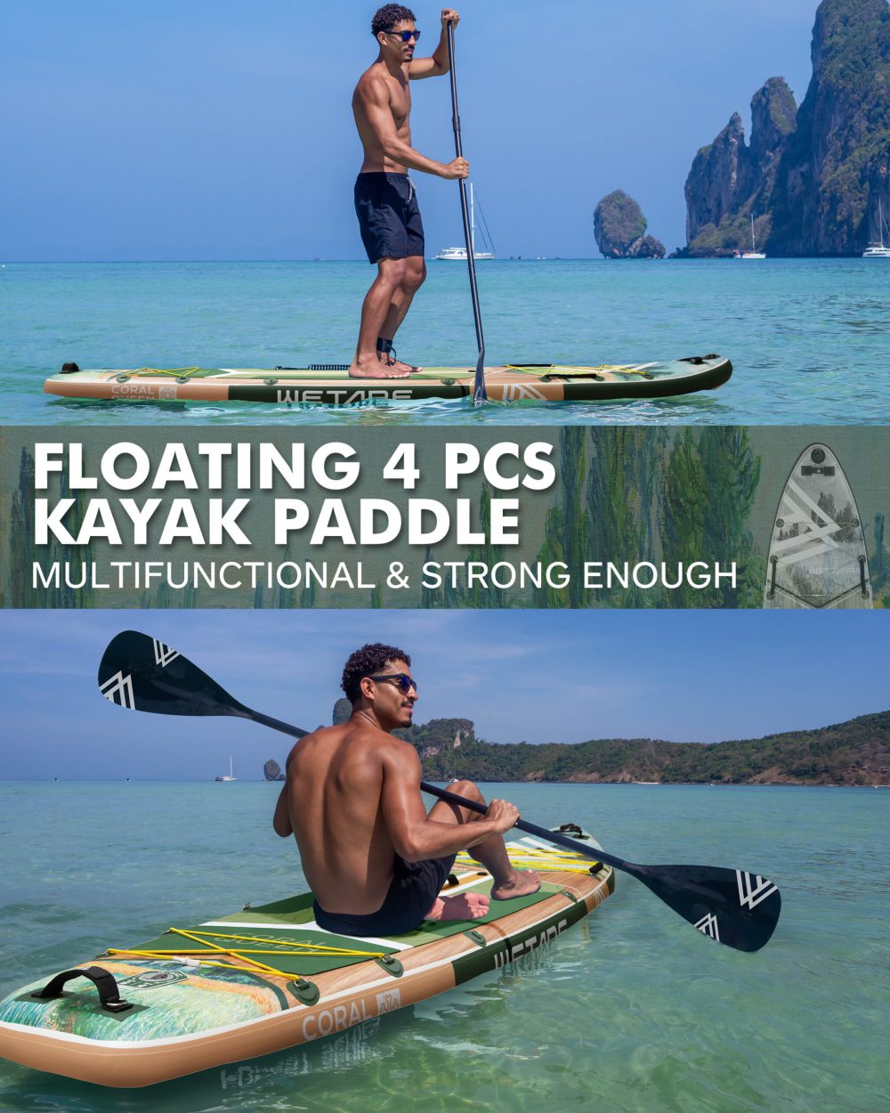 پدل برد وِتِر WETARE مدل ملکه مرجانی سبز - تصویر 3