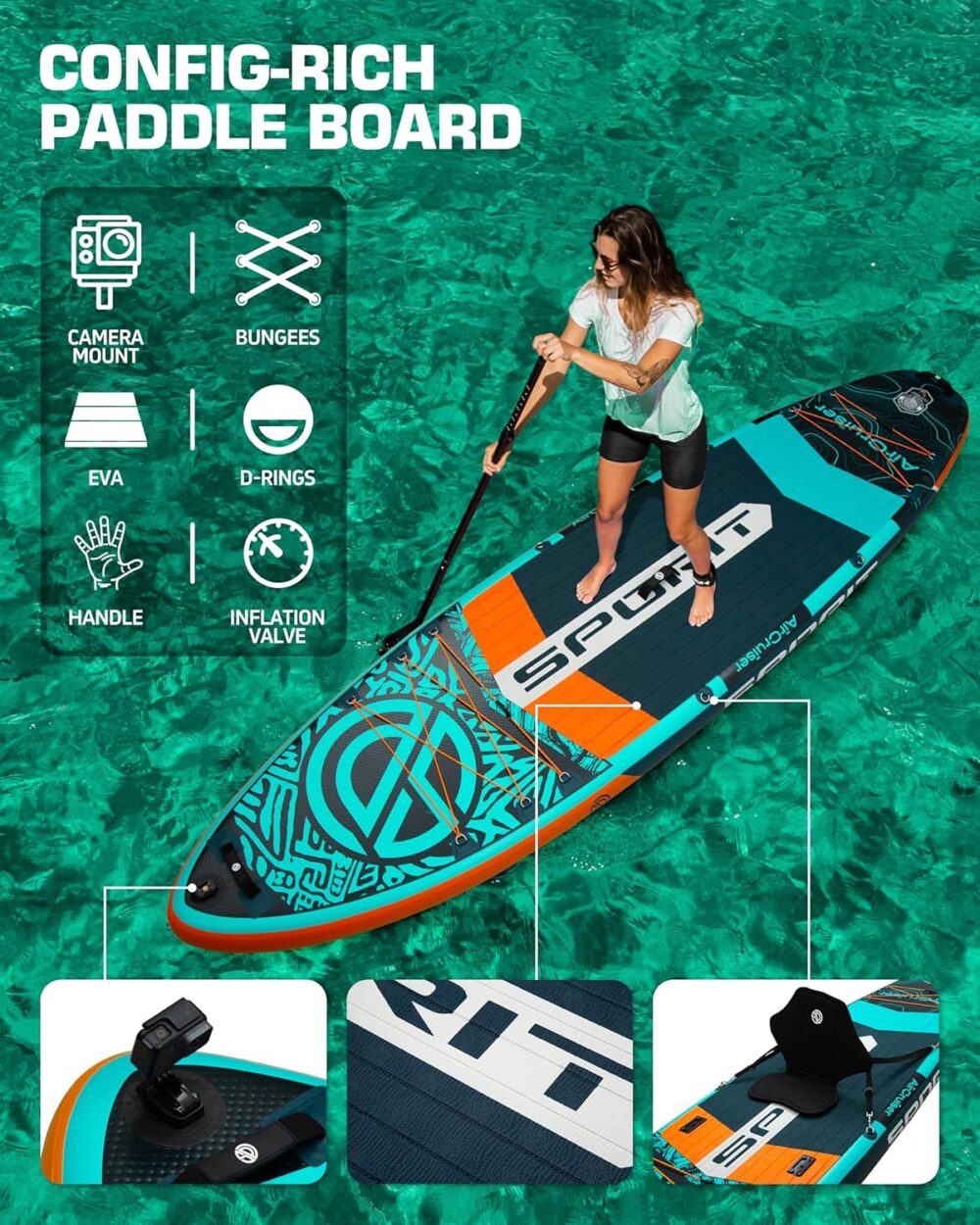 پدل برد اسپوریت SPORIT مدل BLUE GREEN STD - تصویر 6