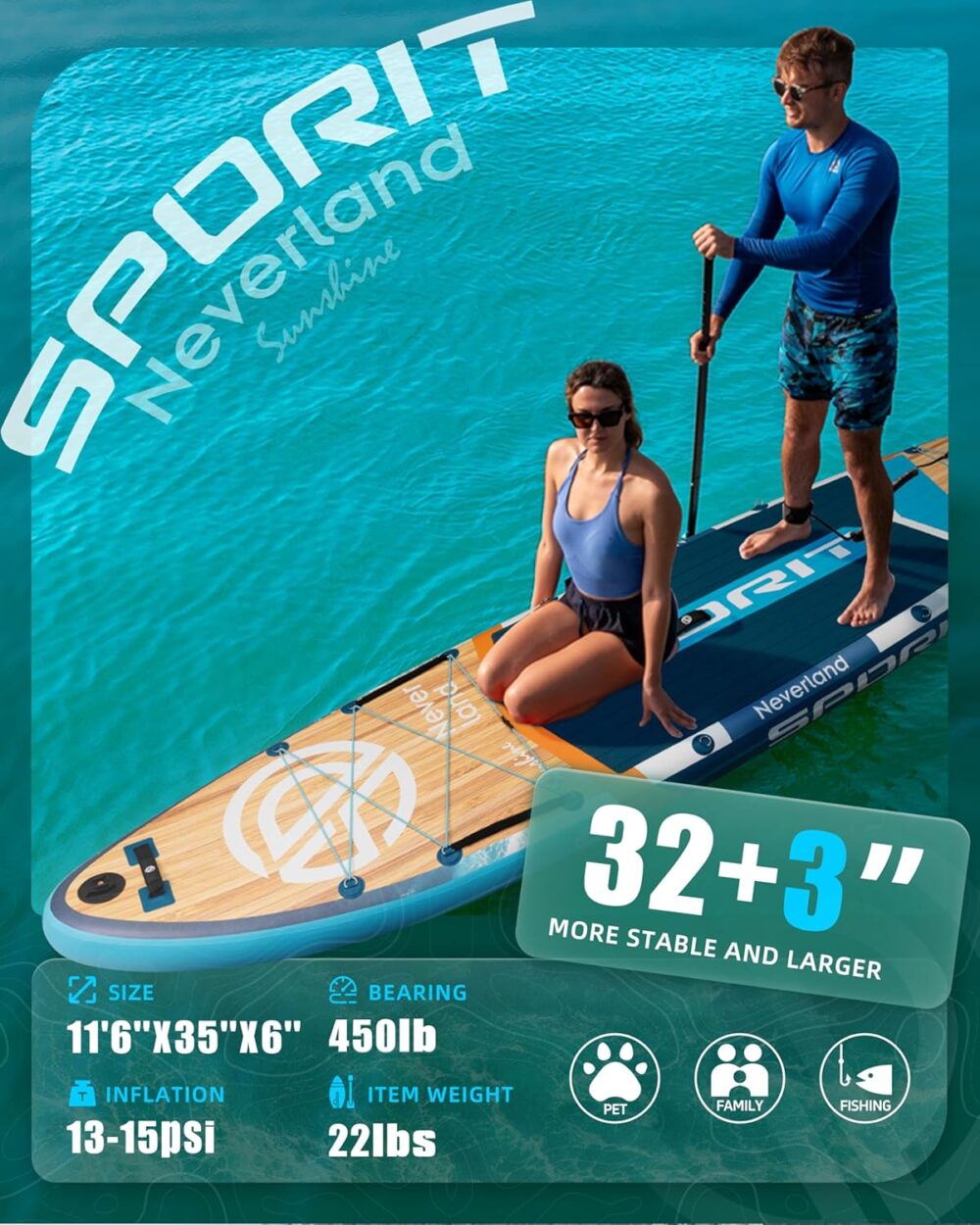 پدل برد اسپوریت SPORIT NEVER LAND مدل BLUE SEA - تصویر 5