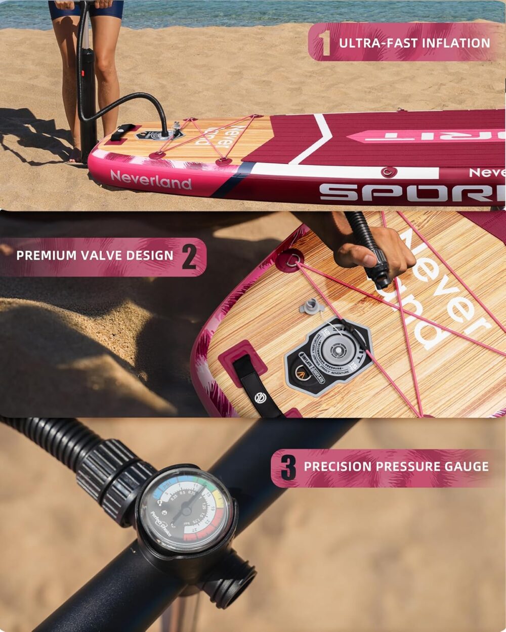 پدل برد اسپوریت SPORIT NEVER LAND مدل ROSE RED - تصویر 2