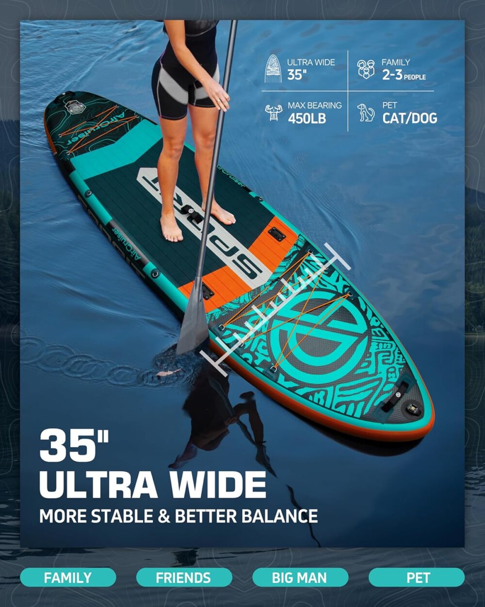 پدل برد اسپوریت SPORIT AIR CRUISER مدل PRO FISHING طرح BLUE GREEN - تصویر 2
