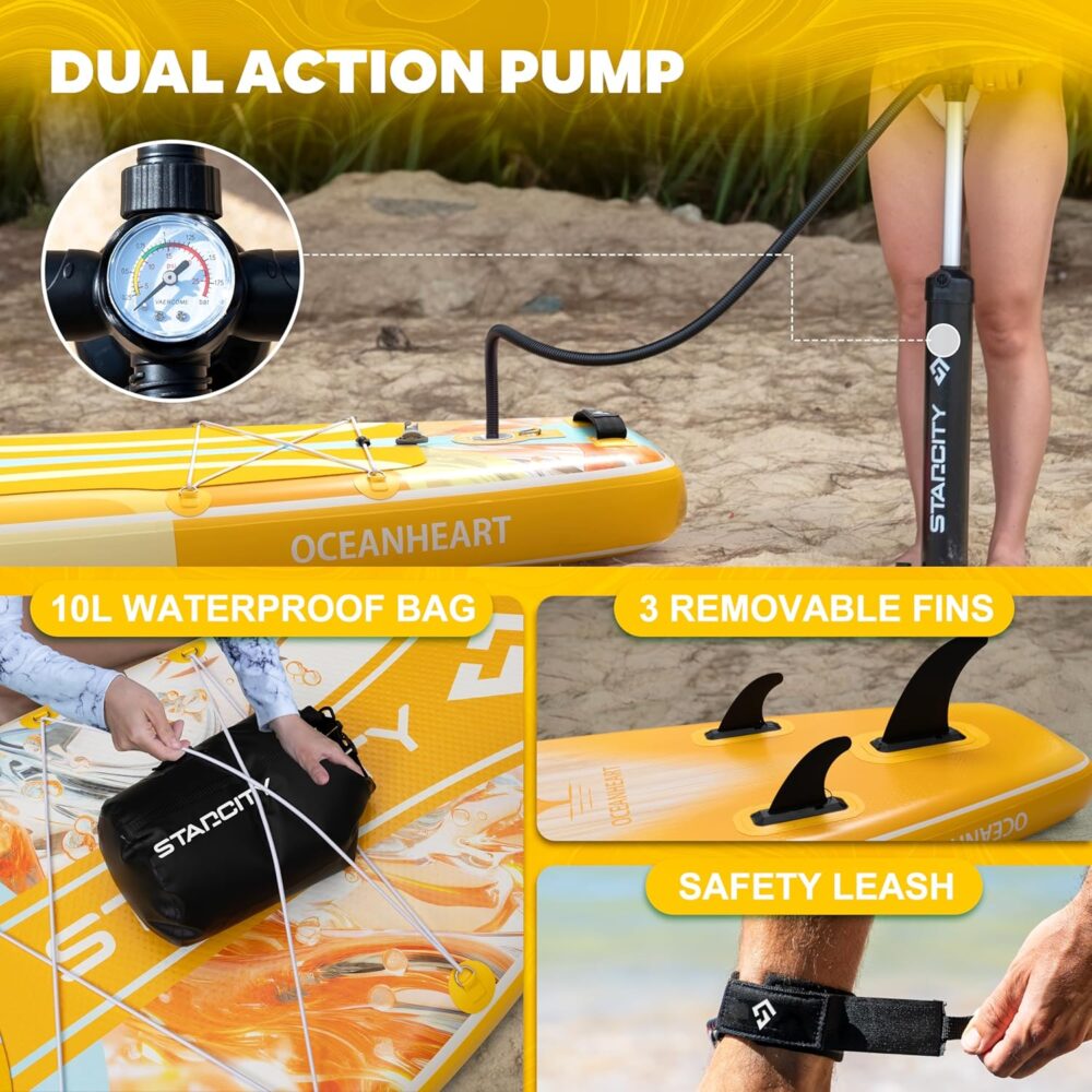 پدل برد استار سیتی STARCITY مدل OCEANHEART YELLOW - تصویر 4