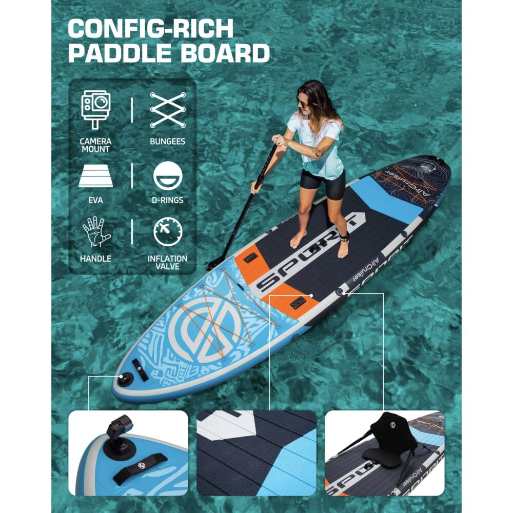 پدل برد اسپوریت SPORIT AIR CRUISER مدل PRO FISHING طرح BLUE GREY - تصویر 7
