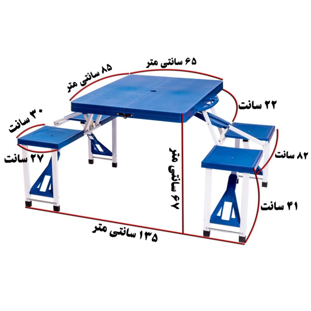 میز و صندلی 4 نفره تاشو رنگ سبز ارتشی - تصویر 8